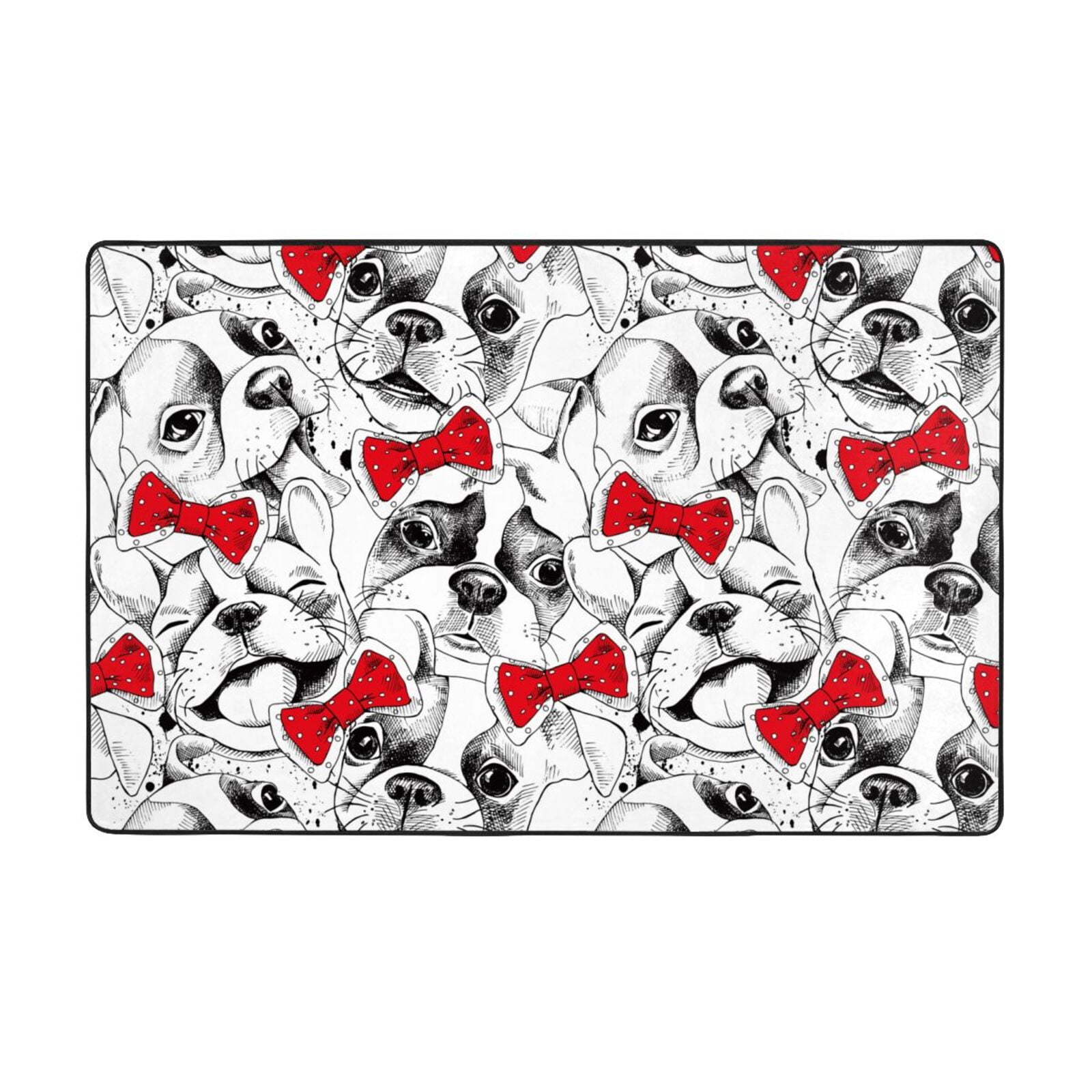 Area Rugs For Living Room Decor Cut French Bulldog Red Bow Tie Anti