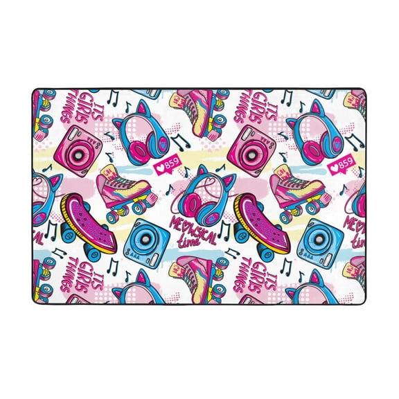 Area Rugs For Living Room Decor - Cute Cartoon Skateboard Shoes Anti Slip Throw Washable Rugs 3x5 For Bedroom, Soft Indoor Carpet For Bedroom Living Room 60x39In