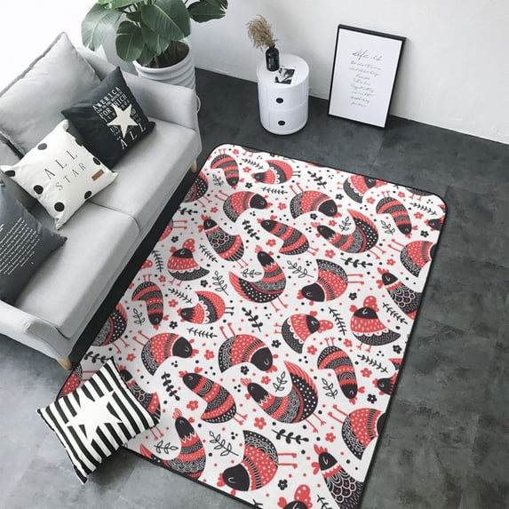Area Rugs For Living Room Decor - Cute Chickens Soft Anti Slip Throw Washable Rugs 5x7 For Bedroom, Indoor Carpet For Bedroom Living Room 80x58In