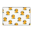 Area Rugs For Living Room Decor Cute Duck With Headphone Anti Slip