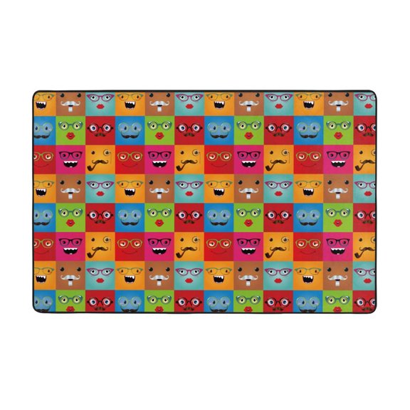 Area Rugs For Living Room Decor - Cute Expression Anti Slip Throw Washable Rugs 3x5 For Bedroom, Soft Indoor Carpet For Bedroom Living Room 60x39In