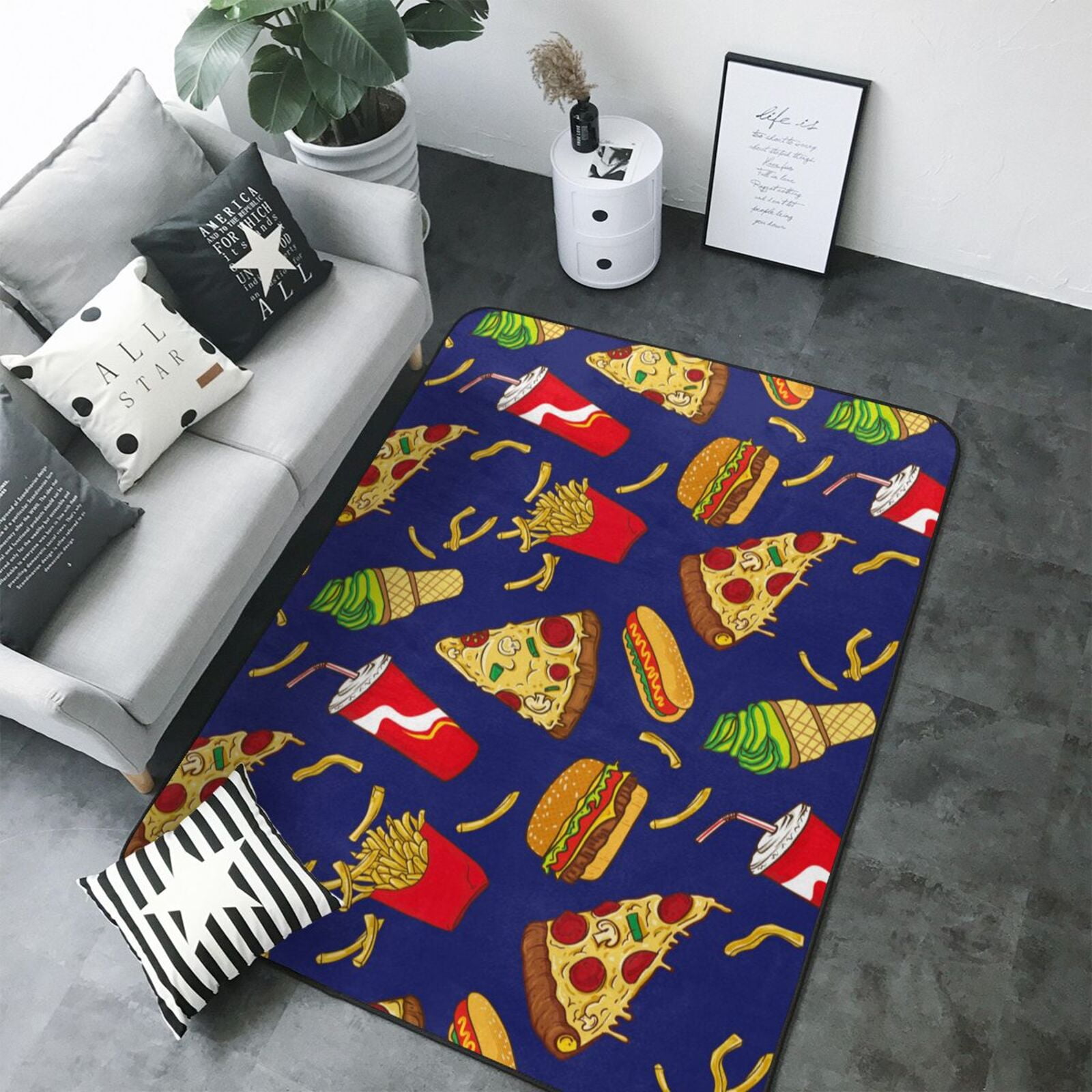 Area Rugs For Living Room Decor - Cute Food Green Ice Cream Anti Slip ...