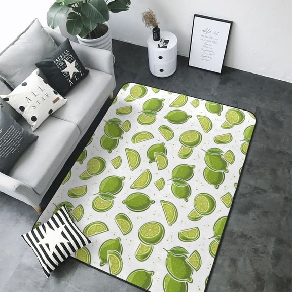 Area Rugs For Living Room Decor - Cute Fresh Limes Soft Anti Slip Throw Washable Rugs 5x7 For Bedroom, Indoor Carpet For Bedroom Living Room 80x58In
