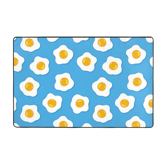 Area Rugs For Living Room Decor - Cute Fried Egg Turquoise Anti Slip Throw Washable Rugs 3x5 For Bedroom, Soft Indoor Carpet For Bedroom Living Room 60x39In