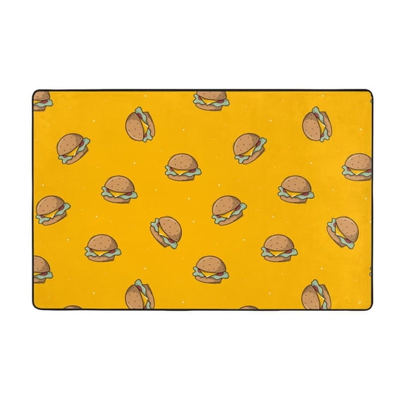 Area Rugs For Living Room Decor - Cute Hamburger Starry Sky Yellow Anti Slip Throw Washable Rugs 3x5 For Bedroom, Soft Indoor Carpet For Bedroom Living Room 60x39In