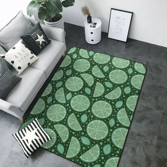 Area Rugs For Living Room Decor - Cute Lime Green Soft Anti Slip Throw Washable Rugs 5x7 For Bedroom, Indoor Carpet For Bedroom Living Room 80x58In