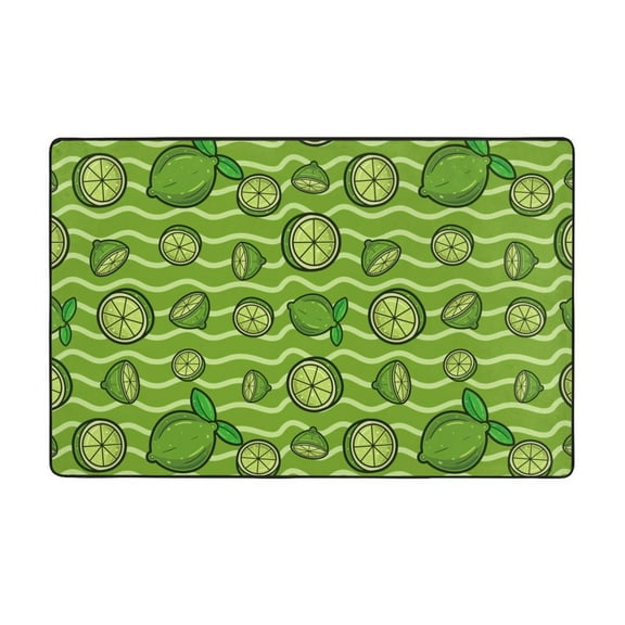 Area Rugs For Living Room Decor - Cute Limes Stripe Anti Slip Throw Washable Rugs 3x5 For Bedroom, Soft Indoor Carpet For Bedroom Living Room 60x39In