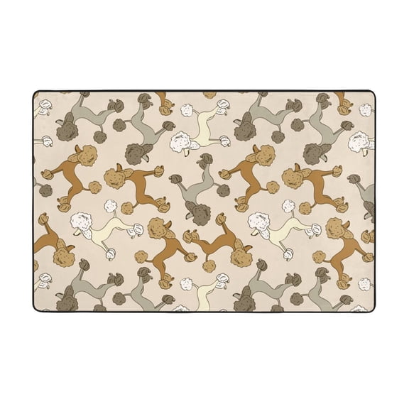 Area Rugs For Living Room Decor - Cute Poodle Dog Anti Slip Throw Washable Rugs 3x5 For Bedroom, Soft Indoor Carpet For Bedroom Living Room 60x39In