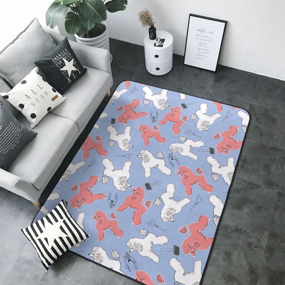 Area Rugs For Living Room Decor - Cute Poodle Dog Trimming Props Soft Anti Slip Throw Washable Rugs 5x7 For Bedroom, Indoor Carpet For Bedroom Living Room 80x58In