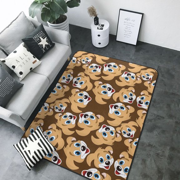 Area Rugs For Living Room Decor - Cute dog F Soft Anti Slip Throw Washable Rugs 5x7 For Bedroom, Indoor Carpet For Bedroom Living Room 80x58In
