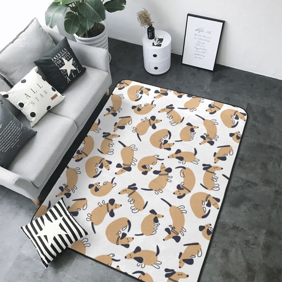 Area Rugs For Living Room Decor - Dachshund Dog Puppy No.1053 Soft Anti Slip Throw Washable Rugs 5x7 For Bedroom, Indoor Carpet For Bedroom Living Room 80x58In