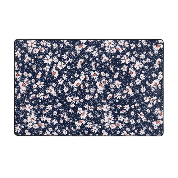 Area Rugs For Living Room Decor - Daisies Floral Dotted Navyblue Anti Slip Throw Washable Rugs 3x5 For Bedroom, Soft Indoor Carpet For Bedroom Living Room 60x39In
