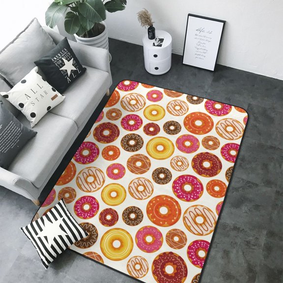 Area Rugs For Living Room Decor - Donut pattern Soft Anti Slip Throw Washable Rugs 5x7 For Bedroom, Indoor Carpet For Bedroom Living Room 80x58In