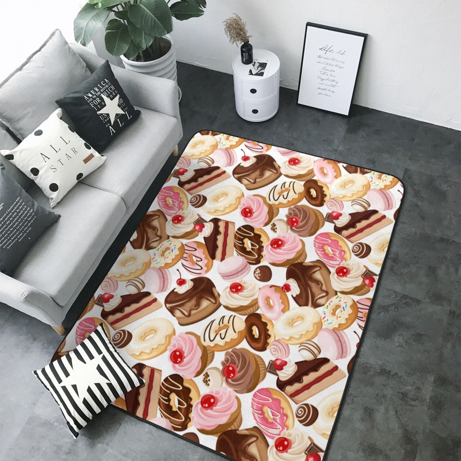 Area Rugs For Living Room Decor - Doughnut Cake Prints Soft Anti Slip ...
