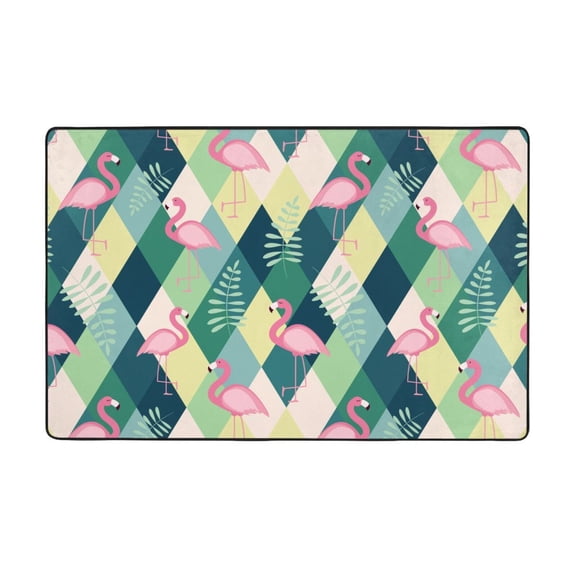Area Rugs For Living Room Decor - Flamingo Pink Aa Anti Slip Throw Washable Rugs 3x5 For Bedroom, Soft Indoor Carpet For Bedroom Living Room 60x39In