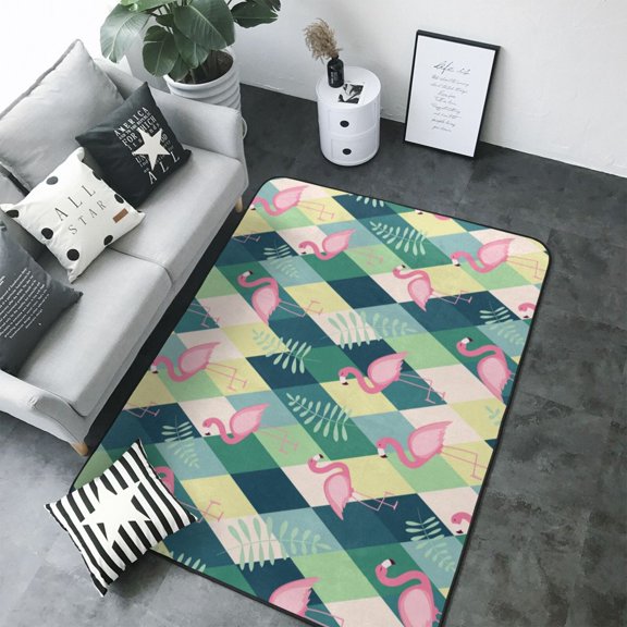 Area Rugs For Living Room Decor - Flamingo pink AA Soft Anti Slip Throw Washable Rugs 5x7 For Bedroom, Indoor Carpet For Bedroom Living Room 80x58In
