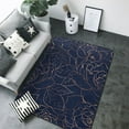 Area Rugs For Living Room Decor Flower Navy Dark Blue Soft Anti Slip