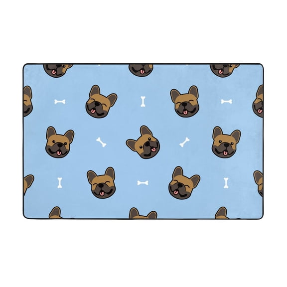 Area Rugs For Living Room Decor - French Bulldog Face Anti Slip Throw Washable Rugs 3x5 For Bedroom, Soft Indoor Carpet For Bedroom Living Room 60x39In