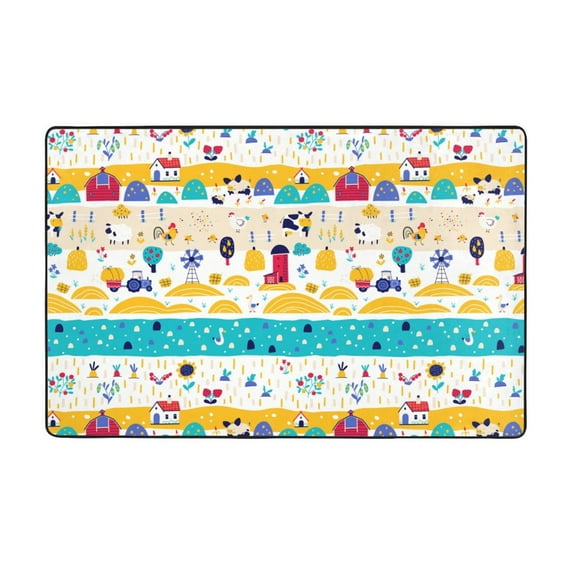 Area Rugs For Living Room Decor - Funny Farm Anti Slip Throw Washable Rugs 3x5 For Bedroom, Soft Indoor Carpet For Bedroom Living Room 60x39In