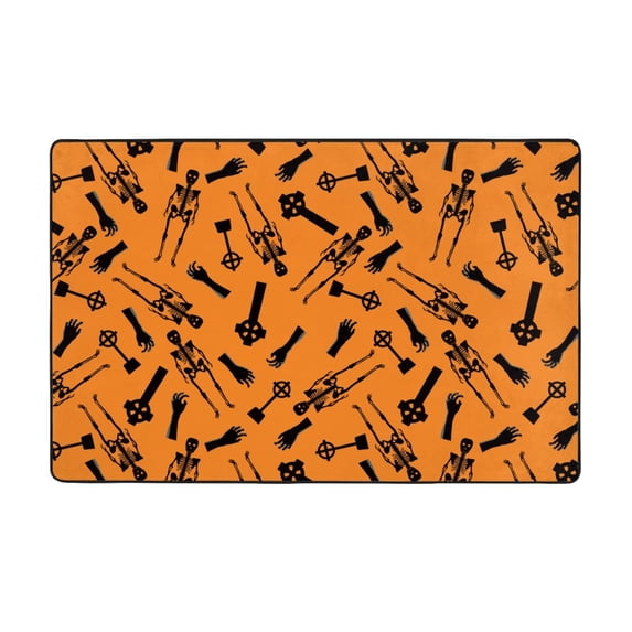 Area Rugs For Living Room Decor - Funny Skull Anti Slip Throw Washable Rugs 3x5 For Bedroom, Soft Indoor Carpet For Bedroom Living Room 60x39In