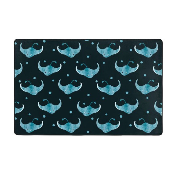 Area Rugs For Living Room Decor - Funny Stingray Fish Blue Dots Anti Slip Throw Washable Rugs 3x5 For Bedroom, Soft Indoor Carpet For Bedroom Living Room 60x39In