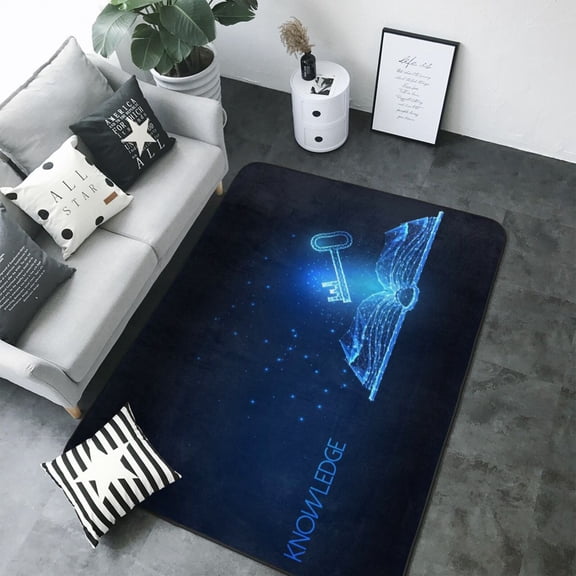 Area Rugs For Living Room Decor - Futuristic Book Knowledge Soft Anti Slip Throw Washable Rugs 5x7 For Bedroom, Indoor Carpet For Bedroom Living Room 80x58In