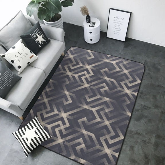 Area Rugs For Living Room Decor - Geometric Labyrinth Patterns Soft Anti Slip Throw Washable Rugs 5x7 For Bedroom, Indoor Carpet For Bedroom Living Room 80x58In