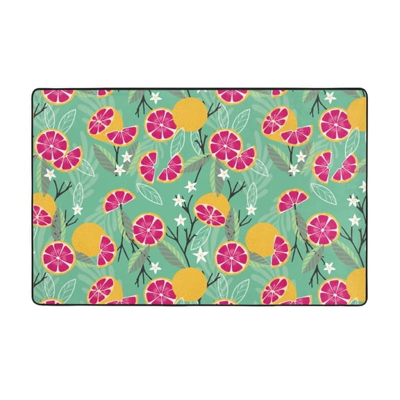 Area Rugs For Living Room Decor - Grapefruit Leaves_B Anti Slip Throw Washable Rugs 3x5 For Bedroom, Soft Indoor Carpet For Bedroom Living Room 60x39In