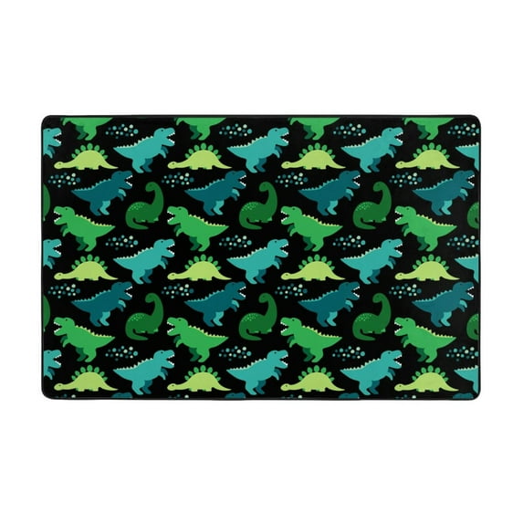 Area Rugs For Living Room Decor - Green Dinosaur Anti Slip Throw Washable Rugs 3x5 For Bedroom, Soft Indoor Carpet For Bedroom Living Room 60x39In