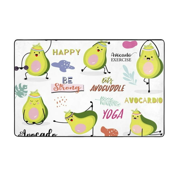 Area Rugs For Living Room Decor - Happy Avocado (2) Anti Slip Throw Washable Rugs 3x5 For Bedroom, Soft Indoor Carpet For Bedroom Living Room 60x39In