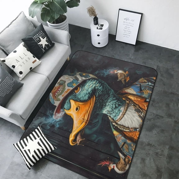 Area Rugs For Living Room Decor - Hip-Hop Duck Soft Anti Slip Throw Washable Rugs 5x7 For Bedroom, Indoor Carpet For Bedroom Living Room 80x58In