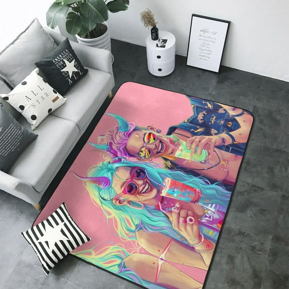 Area Rugs For Living Room Decor - Hip Hop People No.108 Soft Anti Slip Throw Washable Rugs 5x7 For Bedroom, Indoor Carpet For Bedroom Living Room 80x58In