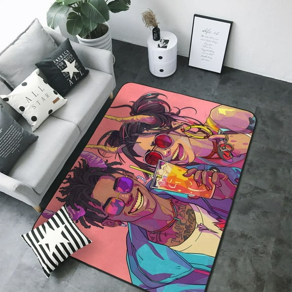 Area Rugs For Living Room Decor - Hip Hop People No.110 Soft Anti Slip Throw Washable Rugs 5x7 For Bedroom, Indoor Carpet For Bedroom Living Room 80x58In