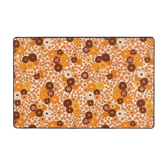 Area Rugs For Living Room Decor - Hippie Ditsy Floral Anti Slip Throw Washable Rugs 3x5 For Bedroom, Soft Indoor Carpet For Bedroom Living Room 60x39In