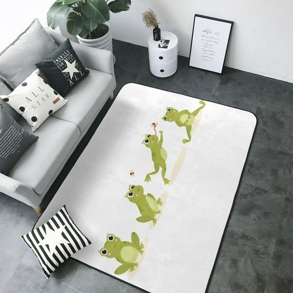 Area Rugs For Living Room Decor - Hunting Frog Soft Anti Slip Throw Washable Rugs 5x7 For Bedroom, Indoor Carpet For Bedroom Living Room 80x58In