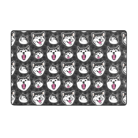 Area Rugs For Living Room Decor - Husky Face Anti Slip Throw Washable Rugs 3x5 For Bedroom, Soft Indoor Carpet For Bedroom Living Room 60x39In