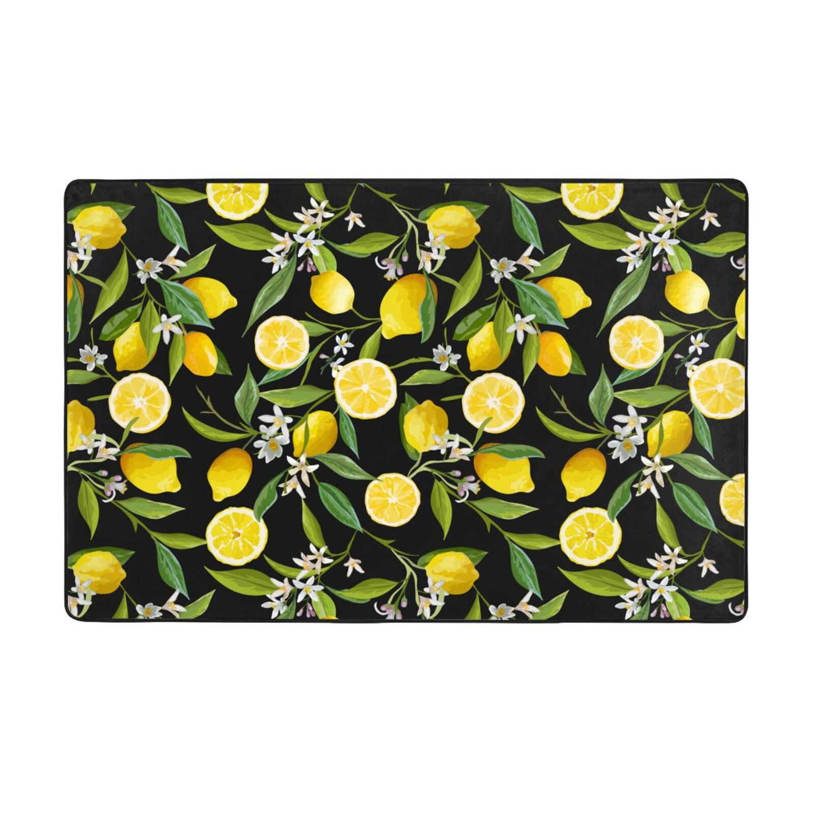 Area Rugs For Living Room Decor - Lemon Fruits Flowers Leaves Anti Slip ...