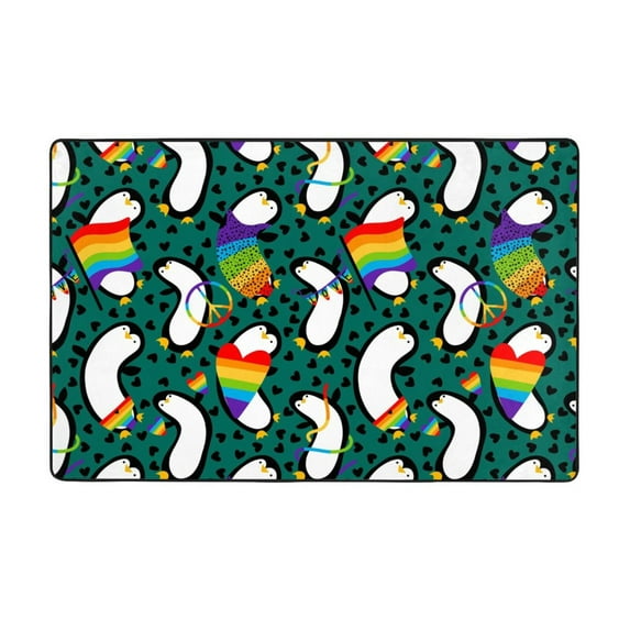 Area Rugs For Living Room Decor - Lgbt Penguin Anti Slip Throw Washable Rugs 3x5 For Bedroom, Soft Indoor Carpet For Bedroom Living Room 60x39In