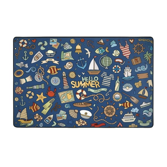 Area Rugs For Living Room Decor - Marine Nautical Anti Slip Throw Washable Rugs 3x5 For Bedroom, Soft Indoor Carpet For Bedroom Living Room 60x39In