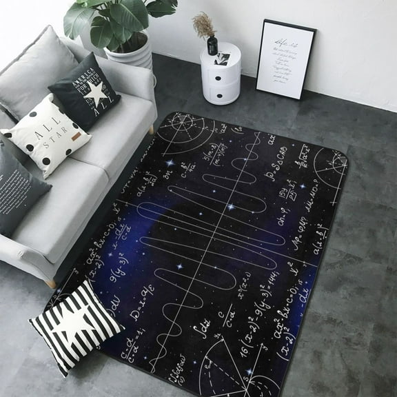 Area Rugs For Living Room Decor - Mathematica Science Soft Anti Slip Throw Washable Rugs 5x7 For Bedroom, Indoor Carpet For Bedroom Living Room 80x58In