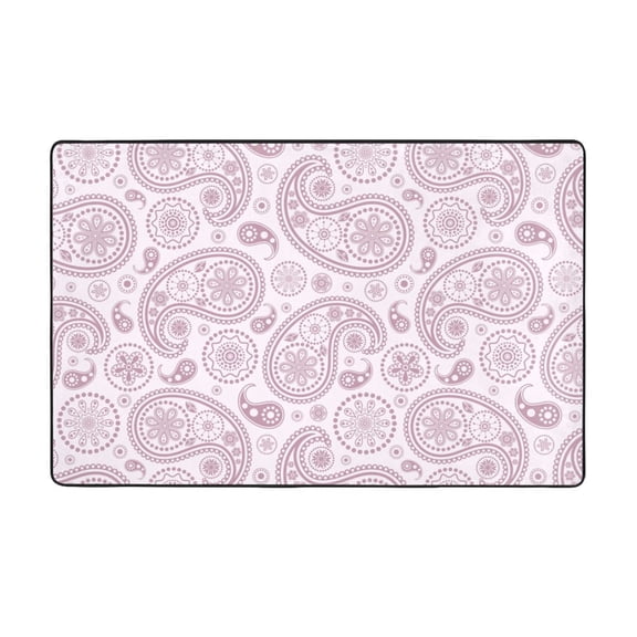 Area Rugs For Living Room Decor - Mauve Paisley Anti Slip Throw Washable Rugs 3x5 For Bedroom, Soft Indoor Carpet For Bedroom Living Room 60x39In