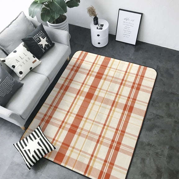 Area Rugs For Living Room Decor - Minimalist plaid Soft Anti Slip Throw Washable Rugs 5x7 For Bedroom, Indoor Carpet For Bedroom Living Room 80x58In