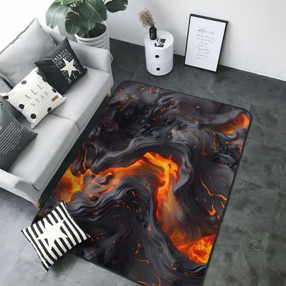 Area Rugs For Living Room Decor - Molten Lava Abstract Flow Soft Anti Slip Throw Washable Rugs 5x7 For Bedroom, Indoor Carpet For Bedroom Living Room 80x58In