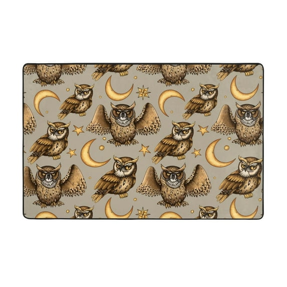 Area Rugs For Living Room Decor - Moon Stars Owls Anti Slip Throw ...
