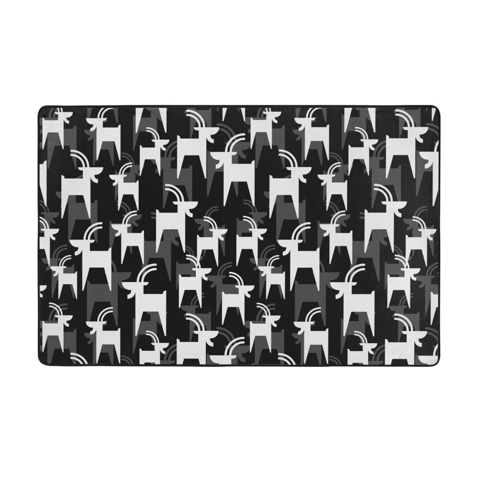 Area Rugs For Living Room Decor - Mountain Goat Cool Black Anti Slip ...
