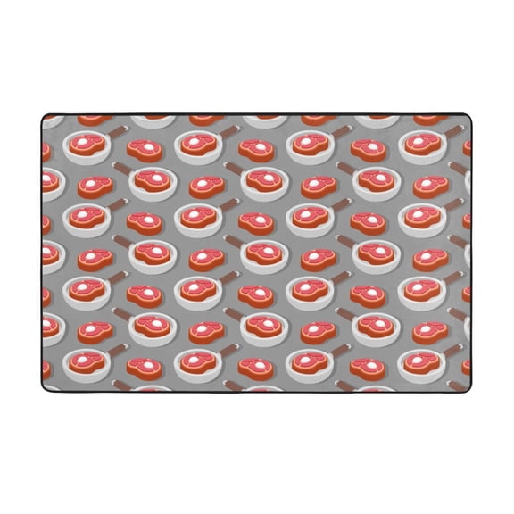 Area Rugs For Living Room Decor - Pan Fried Steak Print Anti Slip Throw Washable Rugs 3x5 For Bedroom, Soft Indoor Carpet For Bedroom Living Room 60x39In