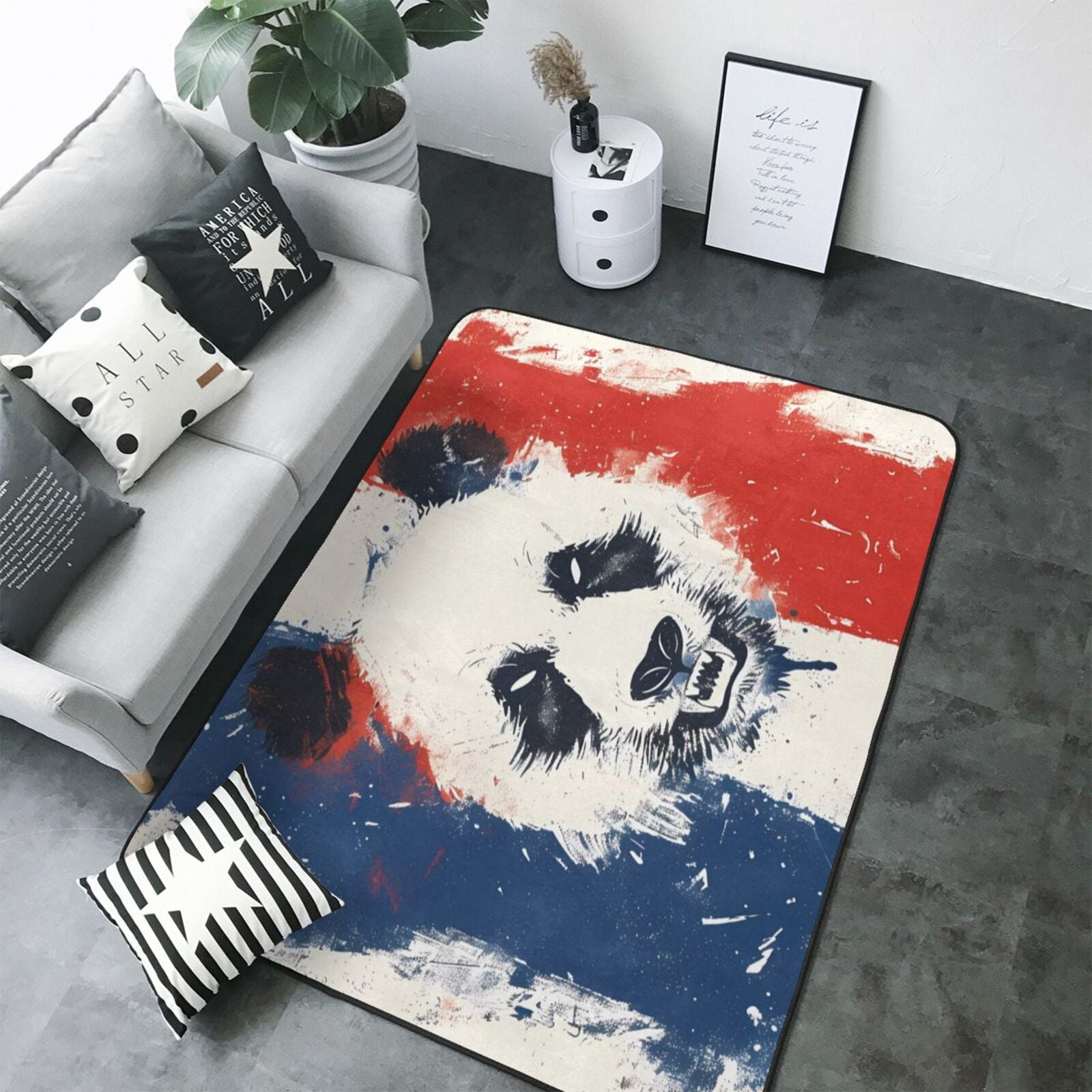 Area Rugs For Living Room Decor - Panda Graffiti Art Anti Slip Throw ...