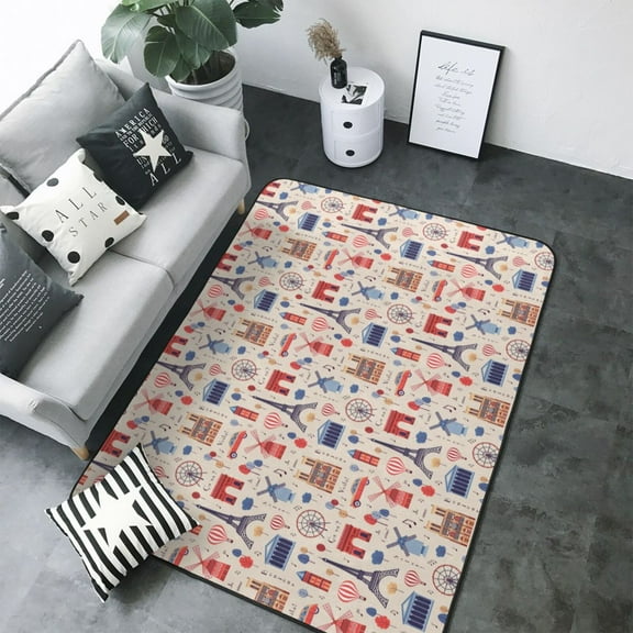Area Rugs For Living Room Decor - Paris Soft Anti Slip Throw Washable Rugs 5x7 For Bedroom, Indoor Carpet For Bedroom Living Room 80x58In