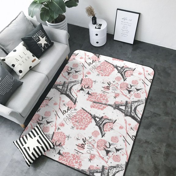 Area Rugs For Living Room Decor - Paris Soft Anti Slip Throw Washable Rugs 5x7 For Bedroom, Indoor Carpet For Bedroom Living Room 80x58In