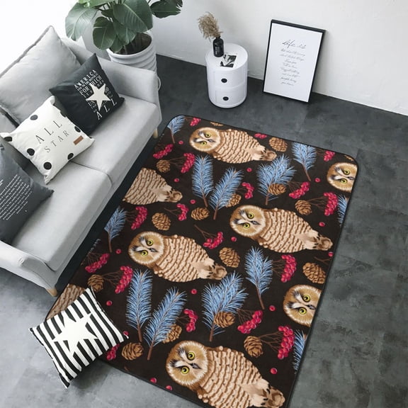 Area Rugs For Living Room Decor - Pinecone Owl Brown Soft Anti Slip Throw Washable Rugs 5x7 For Bedroom, Indoor Carpet For Bedroom Living Room 80x58In